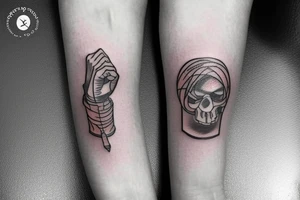 Very small size arm tattoo which is mixture of overthinker person, introvert person,mysterious person tattoo idea