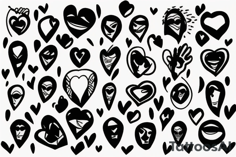 A face hiding in the corner of a human heart tattoo idea