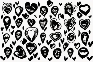 A face hiding in the corner of a human heart tattoo idea