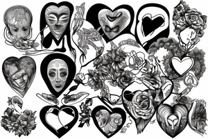 A face hiding in the corner of a human heart tattoo idea