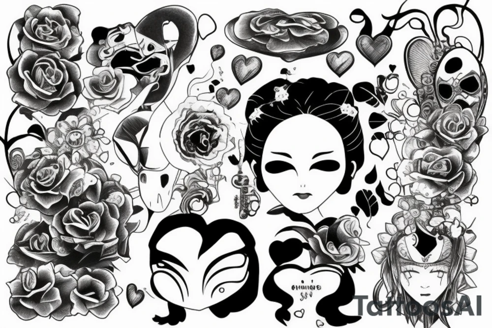 A face hiding in the corner of a human heart tattoo idea