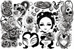 A face hiding in the corner of a human heart tattoo idea