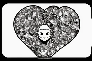 A face hiding in the corner of a human heart tattoo idea