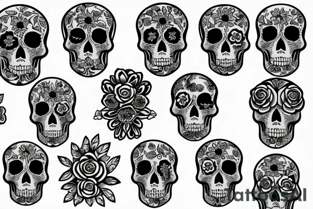 Flowers, skull tattoo idea