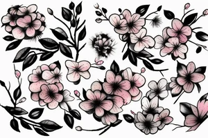 Cherry blossom watercolor black ink tattoo idea