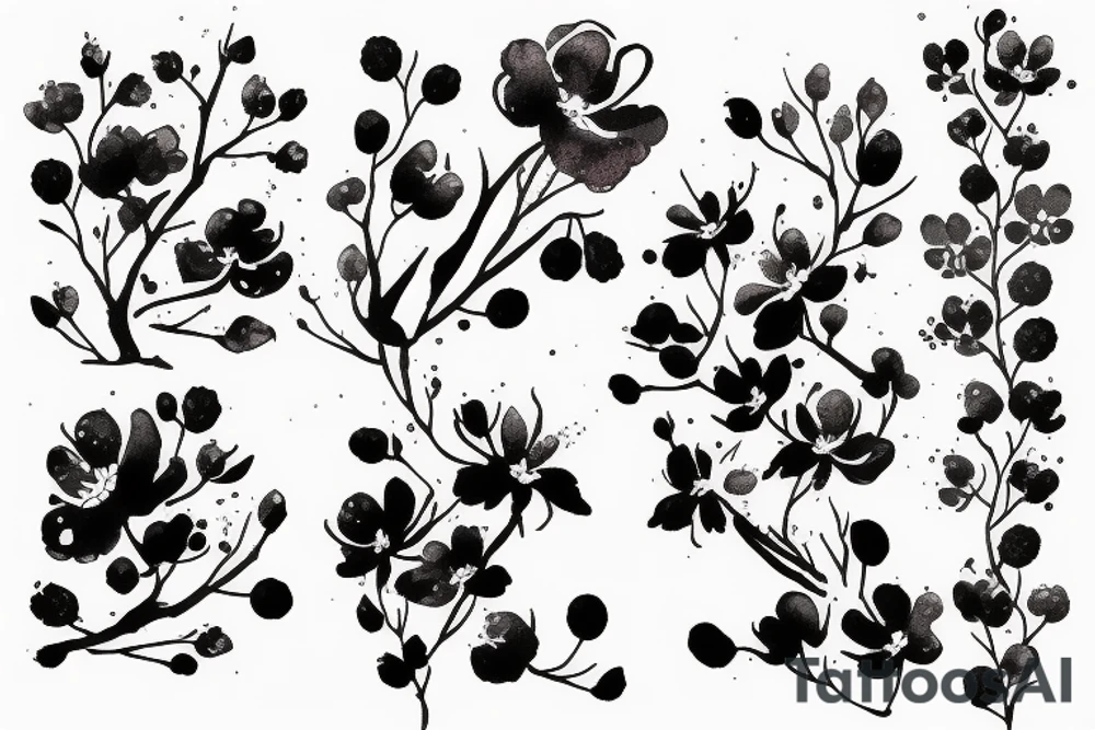 Cherry blossom watercolor black ink tattoo idea