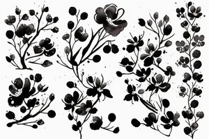 Cherry blossom watercolor black ink tattoo idea
