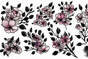Cherry blossom watercolor black ink drops tattoo idea