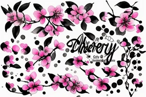 Cherry blossom watercolor black ink drops tattoo idea