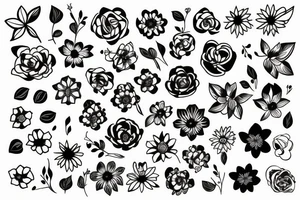 Flowers faice body tattoo idea