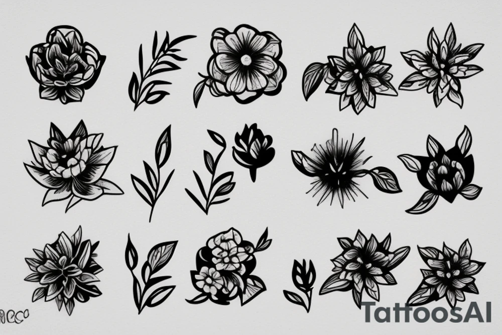 Flowers faice body tattoo idea