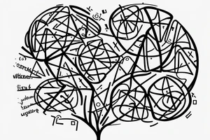 Science theme DNA tree brain future technologies heart words books wisdom philosophy art languages tattoo idea