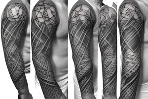 Sleeve tattoo Science theme DNA tree brain future technologies heart words books wisdom philosophy art languages tattoo idea