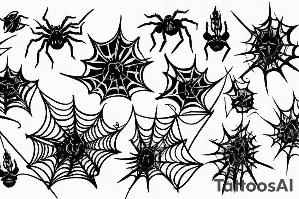 flowers with spider webs tattoo idea