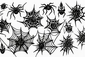 flowers with spider webs tattoo idea