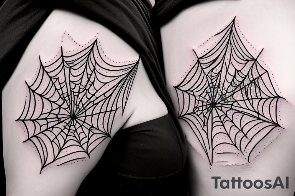 flower bouquet with spider webs tattoo idea