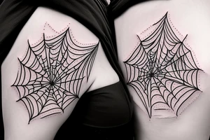 flower bouquet with spider webs tattoo idea