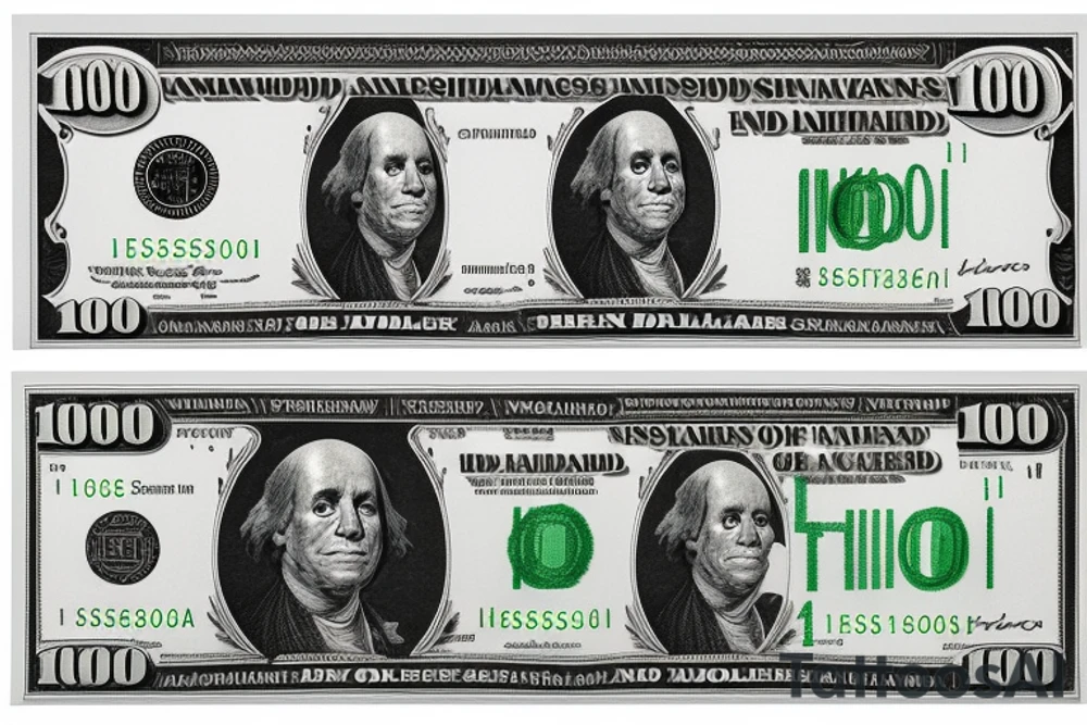 1000000 dollar bill note with million dollar intials tattoo idea