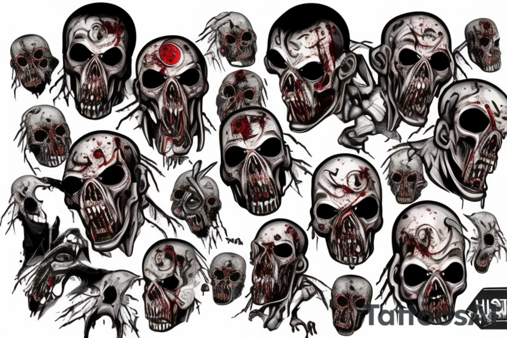 Zombie with pitbull tattoo idea