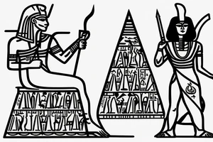 Pyramid of Egypt with pharoah sitting on a his throne spitting fire tattoo idea