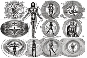 vitruvian man , fibbonaci spiral, da vinci tattoo idea