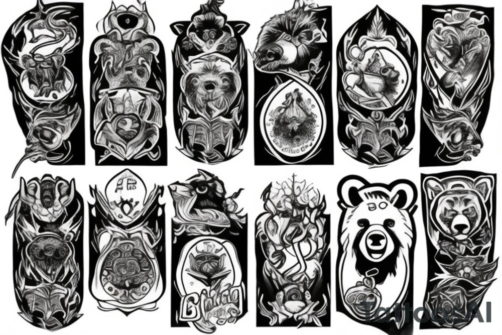 Bear with fire tattoo idea
