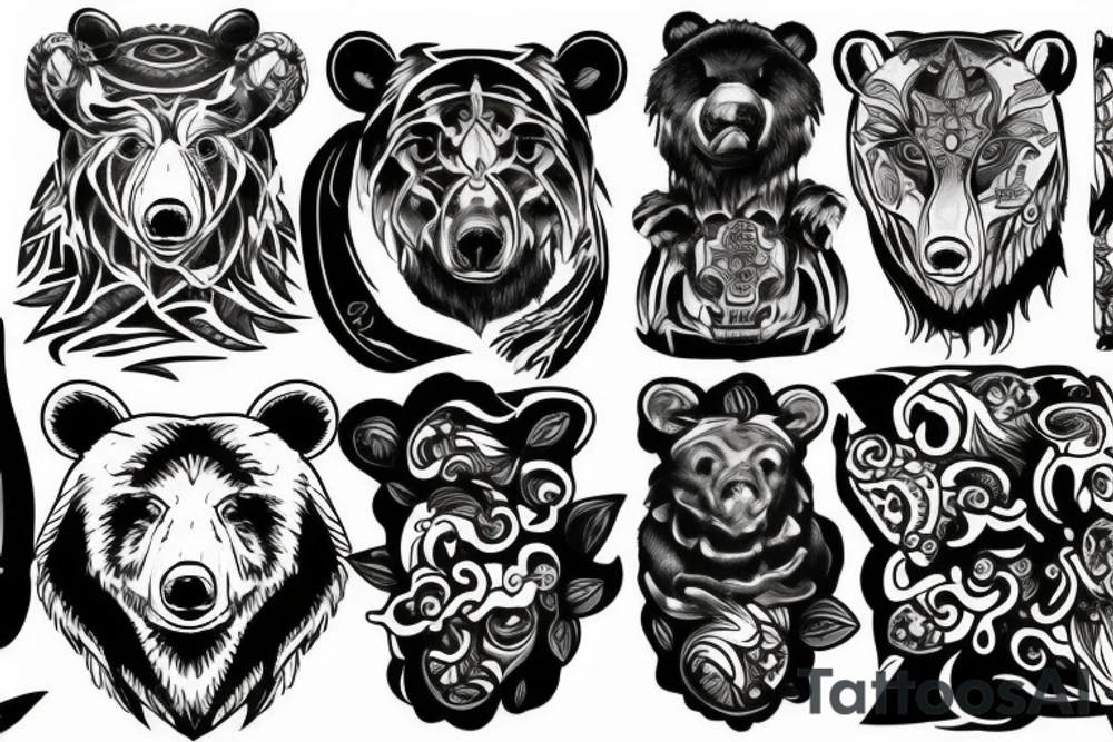 Bear with fire tattoo idea