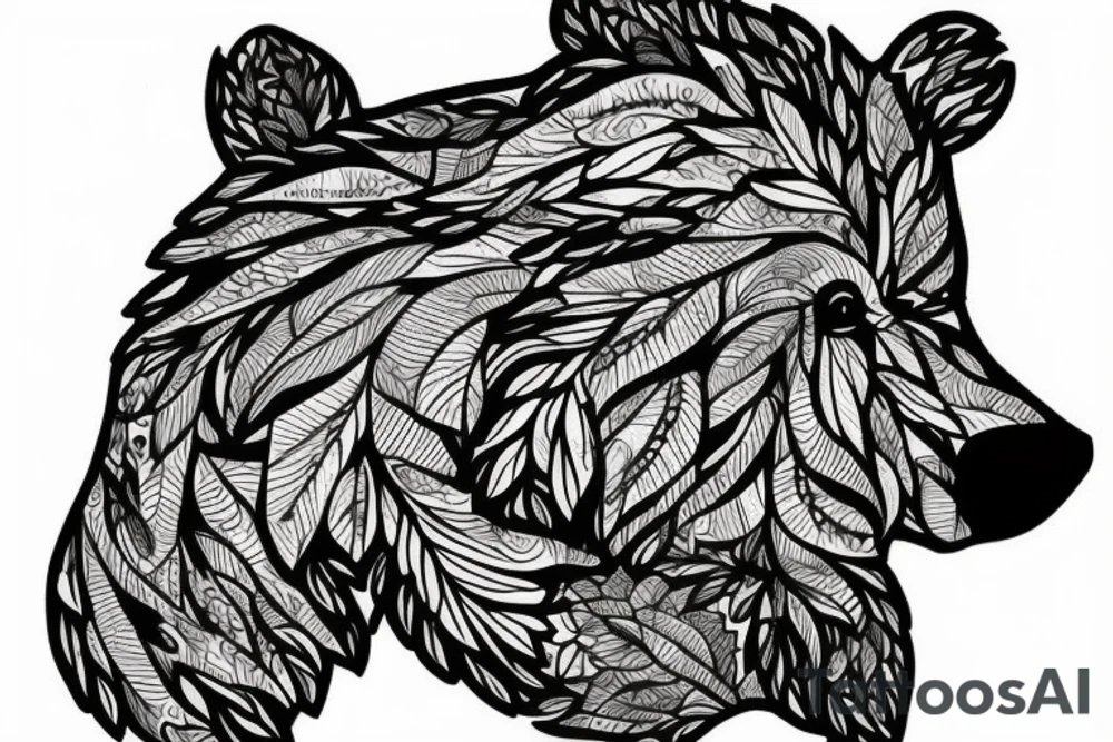 BEAR WITH LEAFS tattoo idea