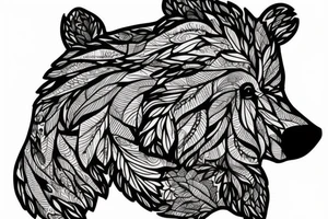 BEAR WITH LEAFS tattoo idea