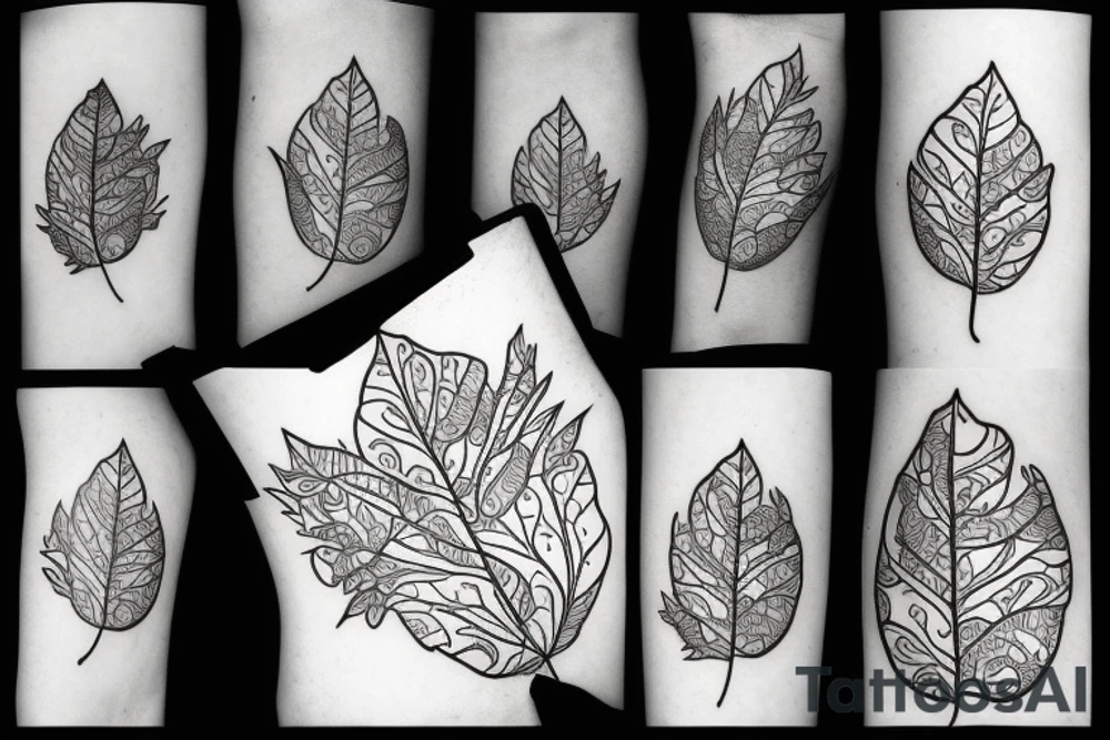BEAR WITH LEAFS tattoo idea