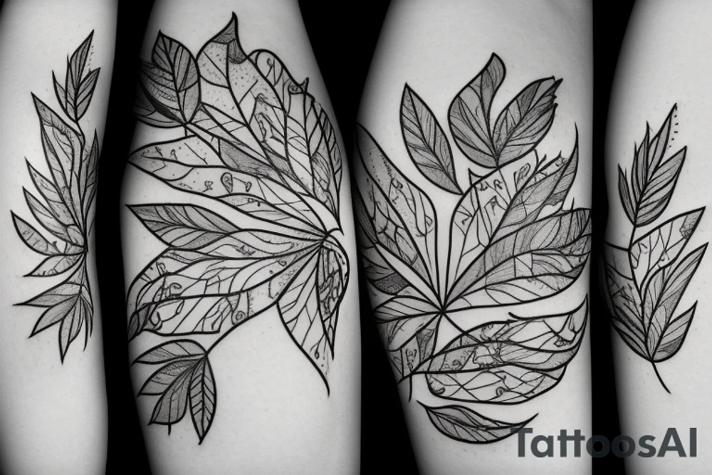 NOT MUCH AGRESIVE BEAR WITH LEAFS tattoo idea