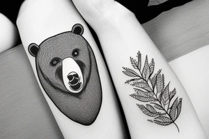 AGRESIVE BEAR WITH LEAFS tattoo idea
