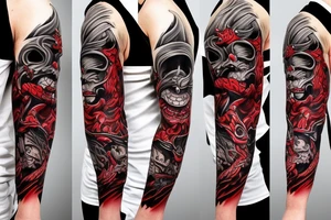 devil mask ninja sleeve tattoo idea