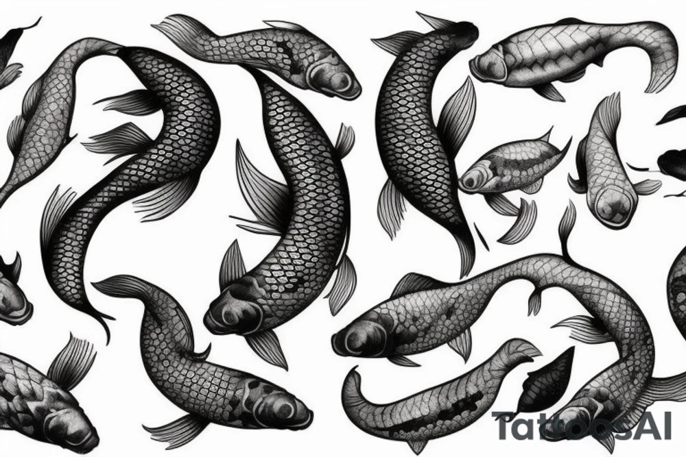 Styl japoński z maską koi , samurajem tattoo idea