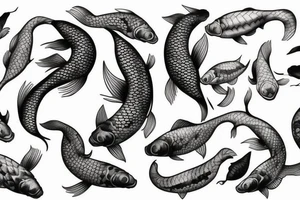 Styl japoński z maską koi , samurajem tattoo idea