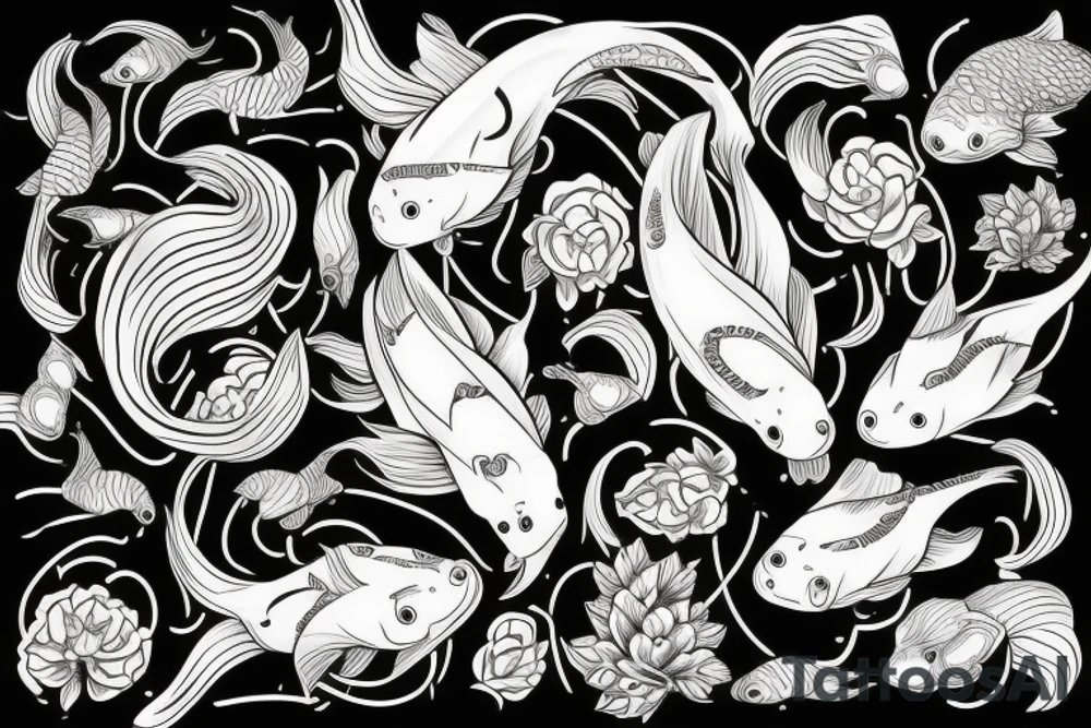 Styl japoński z maską koi , samurajem tattoo idea