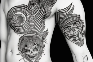 Styl japoński z maską , samurajem tattoo idea