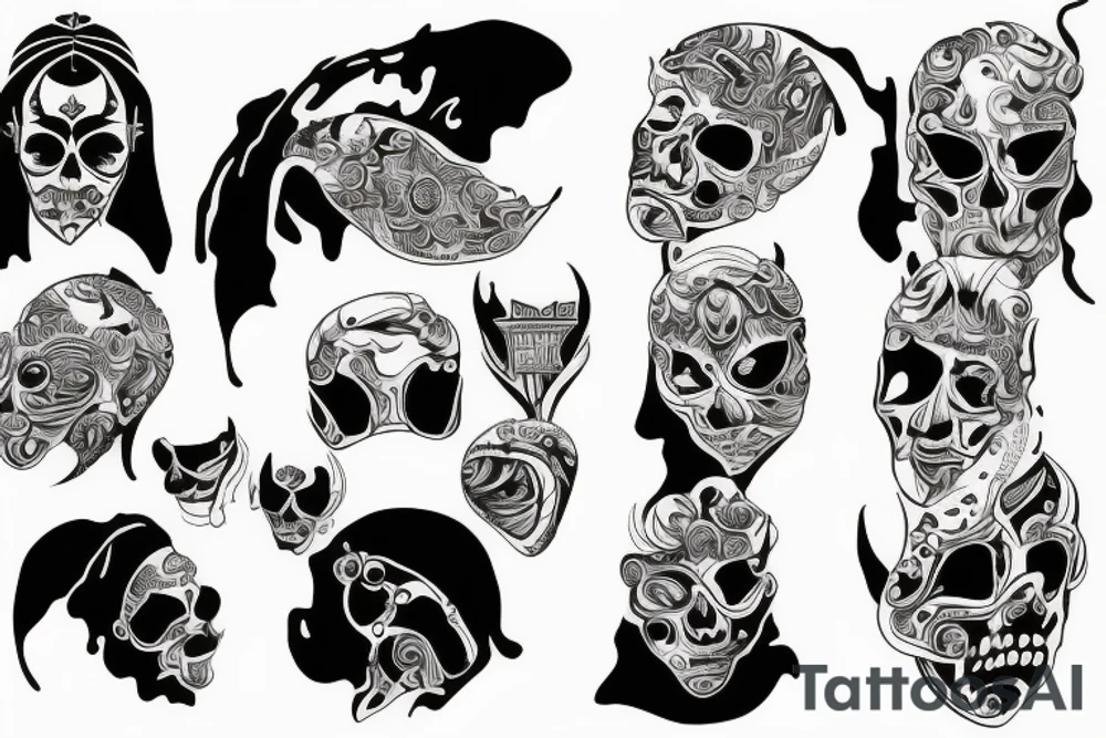 Styl japoński z maską , samurajem tattoo idea