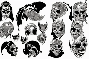 Styl japoński z maską , samurajem tattoo idea