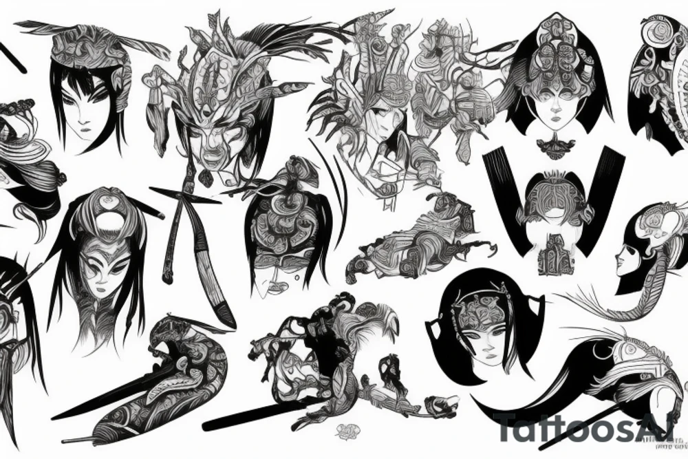 Samuraj z mieczem tattoo idea