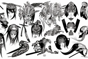 Samuraj z mieczem tattoo idea