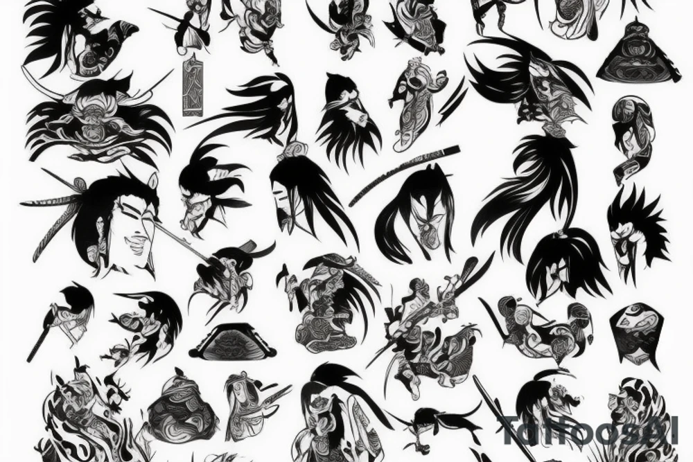 Samuraj z mieczem tattoo idea