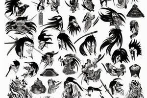 Samuraj z mieczem tattoo idea