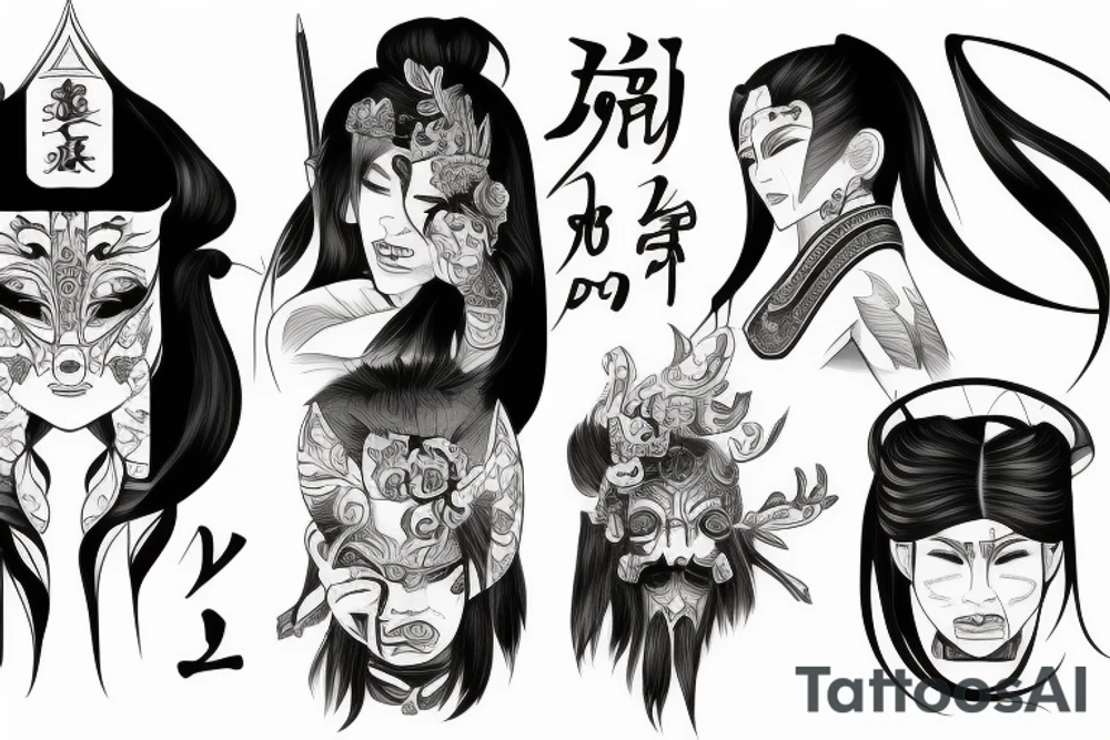 Samuraj z mieczem tattoo idea