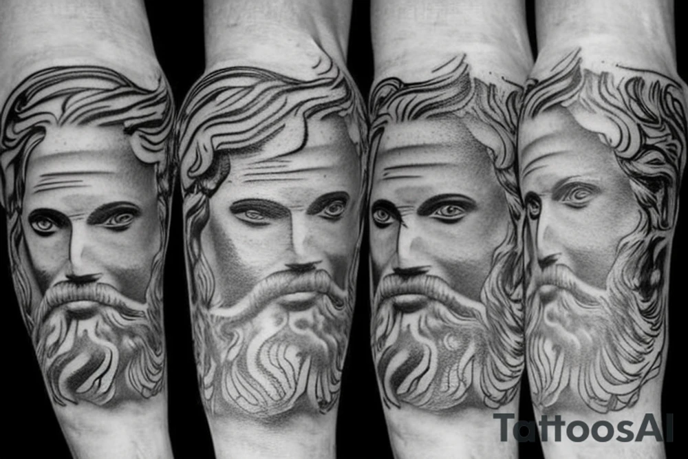 black and white realism greek zeus tattoo tattoo idea