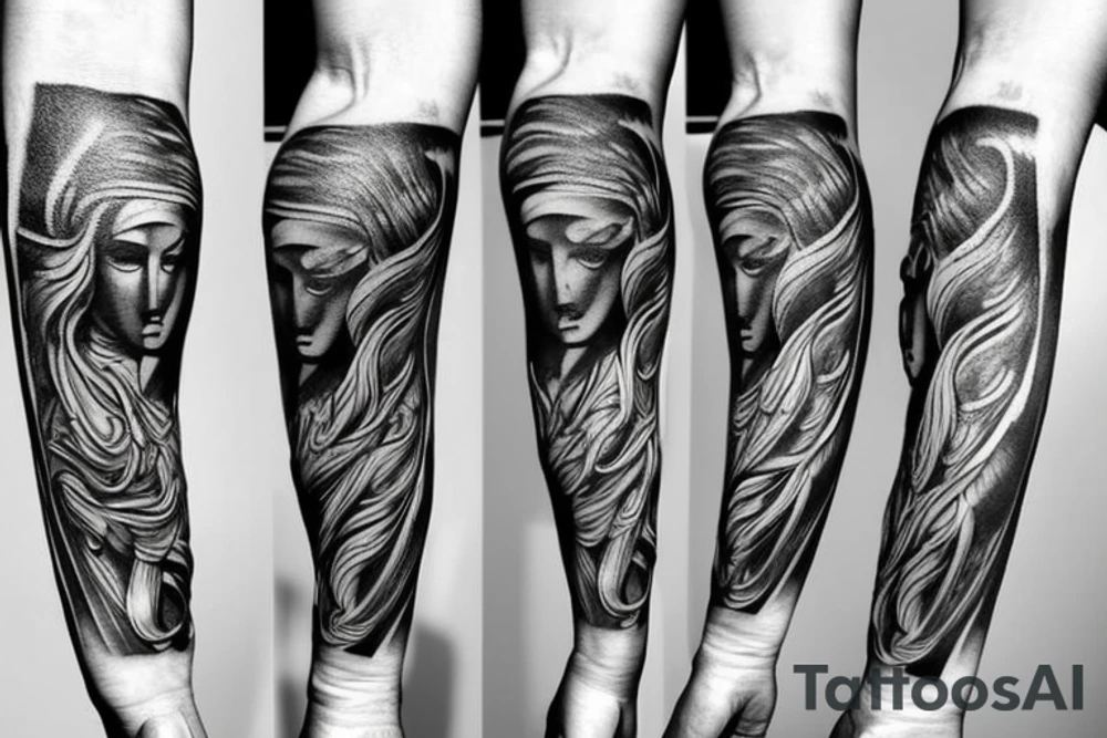 black and white realism greek zeus forearm tattoo tattoo idea