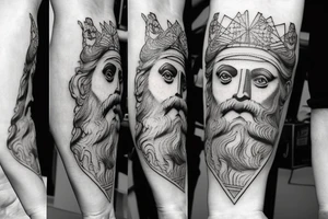black and white realism greek zeus statue forearm tattoo tattoo idea