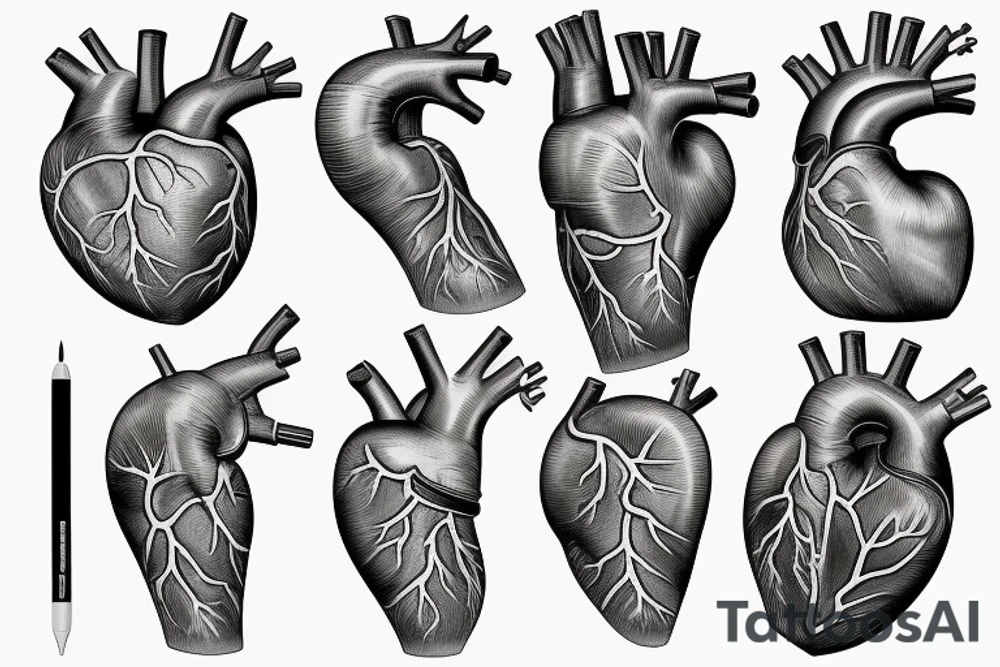 Anatomical heart tattoo idea