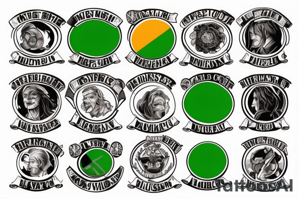 Irish flag at half mast, with the words "To Our Absent Members" below tattoo idea