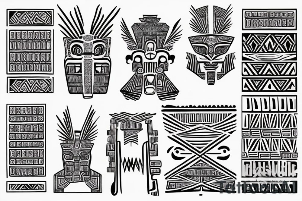 prehispanic geometric fretwork tattoo idea